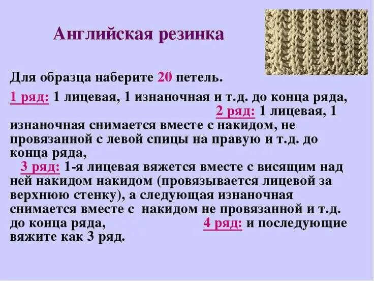 Вязаные резинки спицами — схемы, описание для начинающих, фото примеры